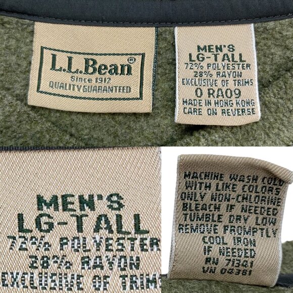 L.L. Bean Fleece Pullover Sweater LT Tall Green V-Neck Long Sleeve Gorpcore - Picture 4 of 11